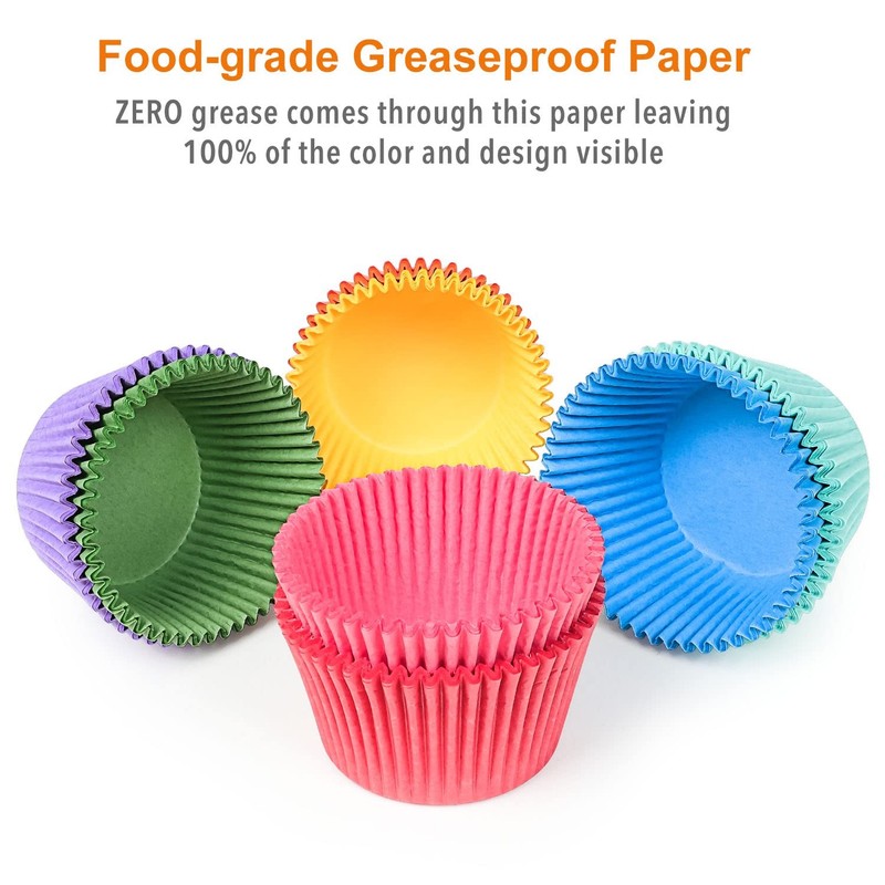 Gifbera Bright Rainbow Jumbo Cupcake Liners 400Count, Large Solid Colorful Pa... gallery