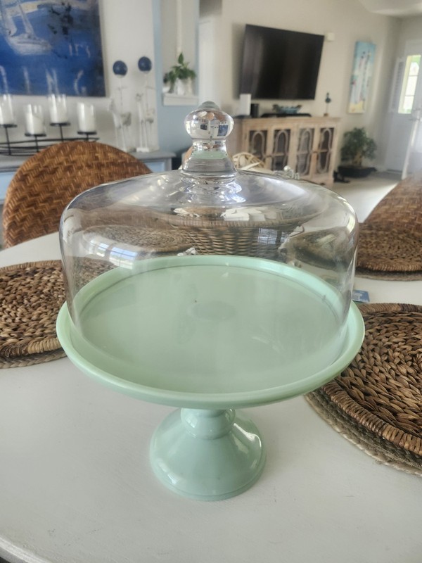 Martha Stewart 10 Inch Jadeite Cake Stand With Glass Dome gallery