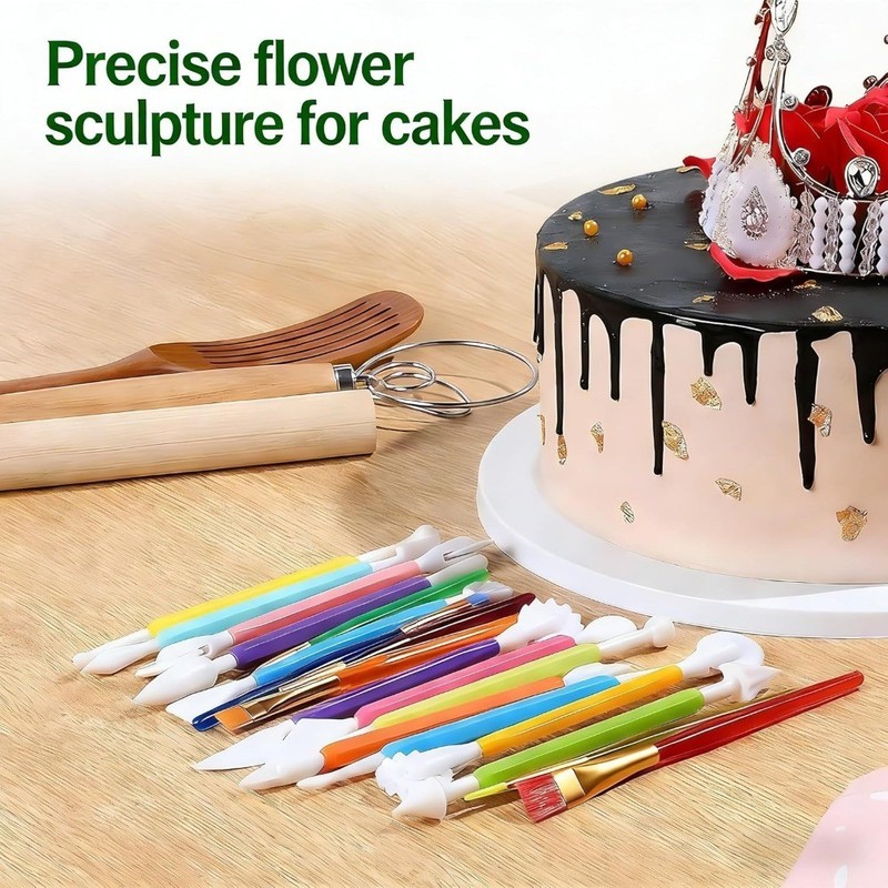 Professional 9-Piece Fondant Tool Set for Cake Decorating, Flower Modeling & gallery