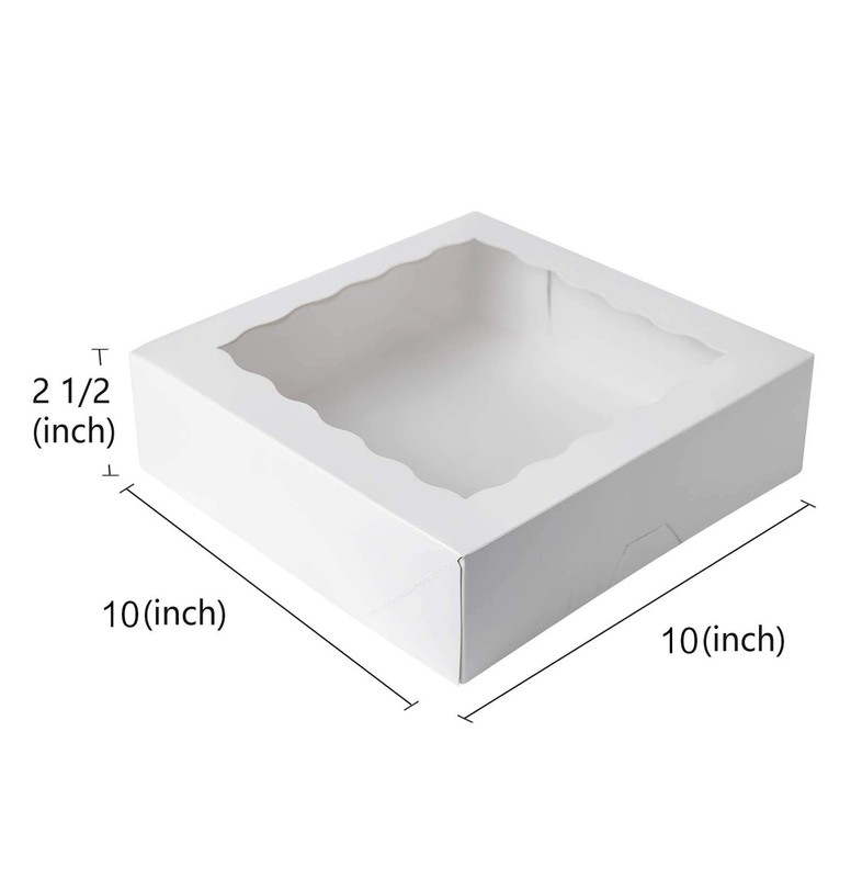12 Pack 10x10x2.5 White Natural Bakery Pie Boxes, PVC Window, Cookie, Pastry gallery