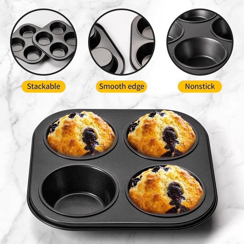 Yomvzake Air Fryer Muffin Pan, 2 Pack Cupcake Molds for Muffin, Black gallery