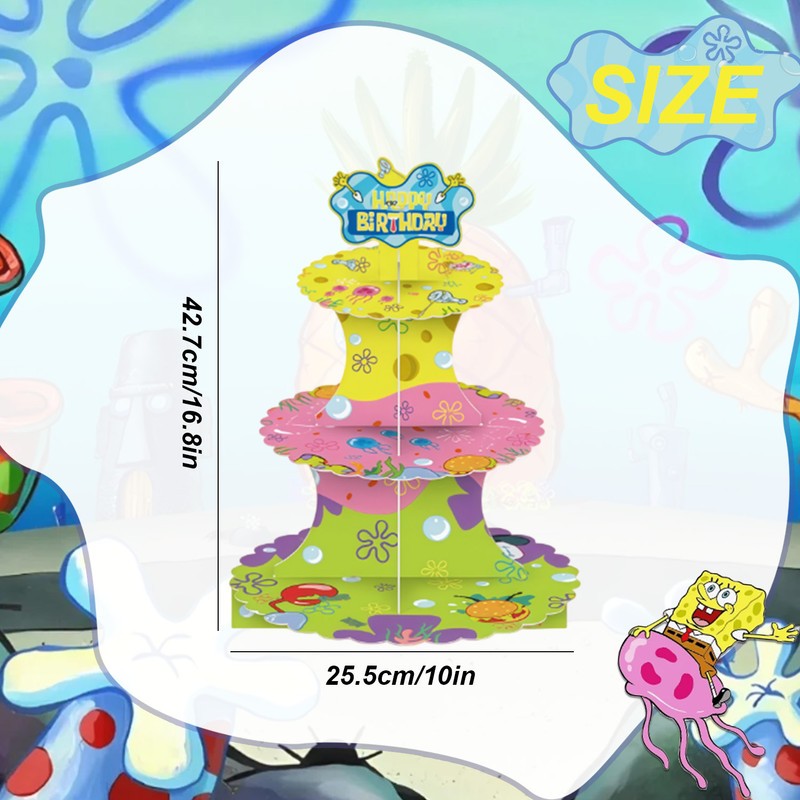 SpongeBob Birthday Cake Stand for Kids, Patrick Star Party Decorations Supplies gallery