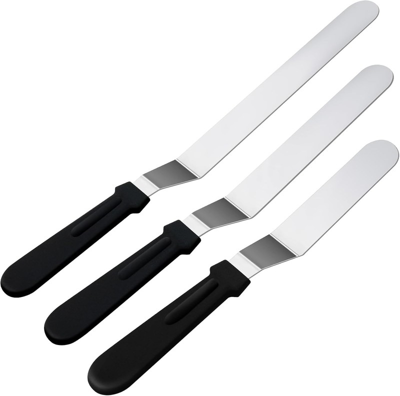 3 Bla 6 8 & 10 Inch Stainl Steel Icing Spatulas – Offset Spatula for