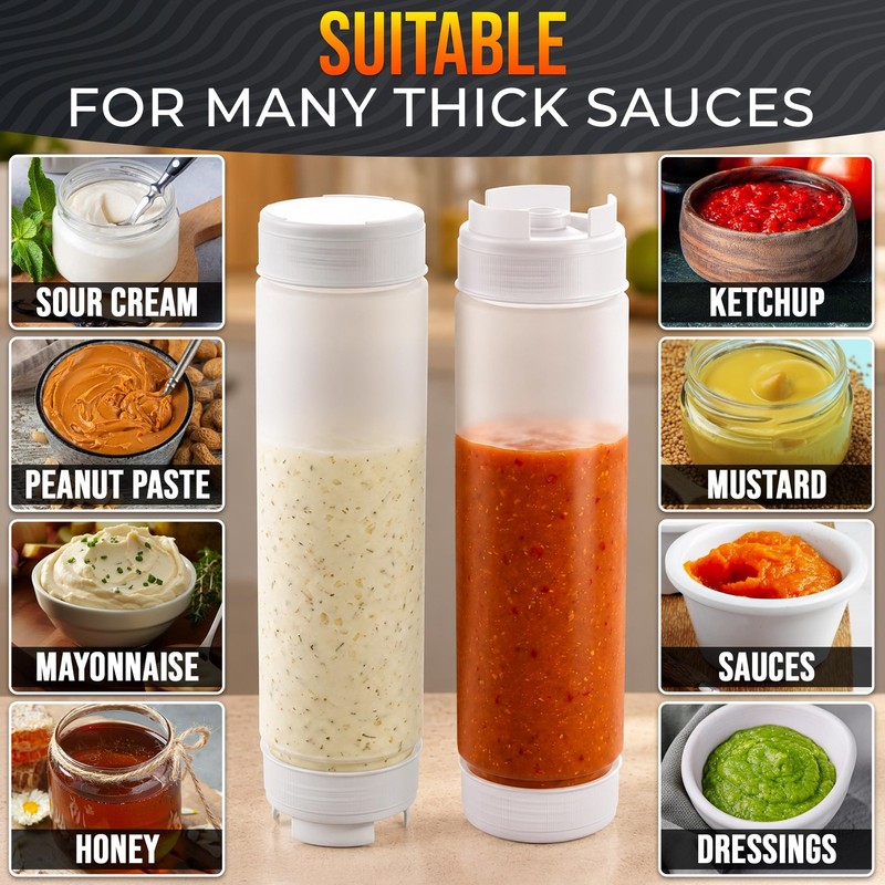 Set of 6 Inverted Condiment Squeeze Bottles 16 oz – Upgraded Design with Adde... gallery