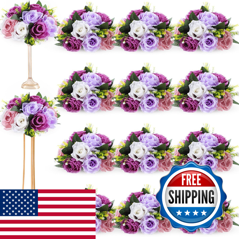 Hotop 12 Pcs Artificial Rose Flower Balls For Centerpieces Silk Roses Kissing
