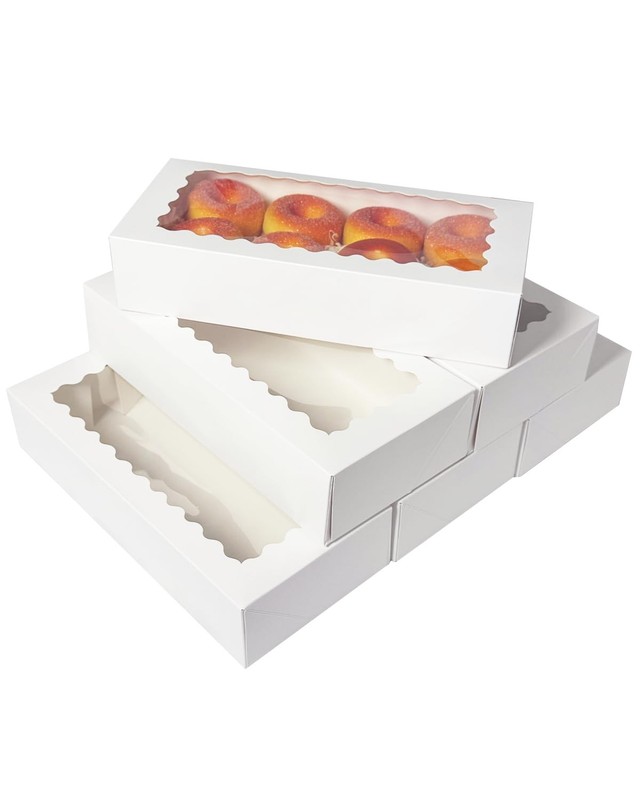 Auto-pop up Cookie Box with Window 12x5.5x2.5 Inch White 50Pcs Pastry Macaron... gallery
