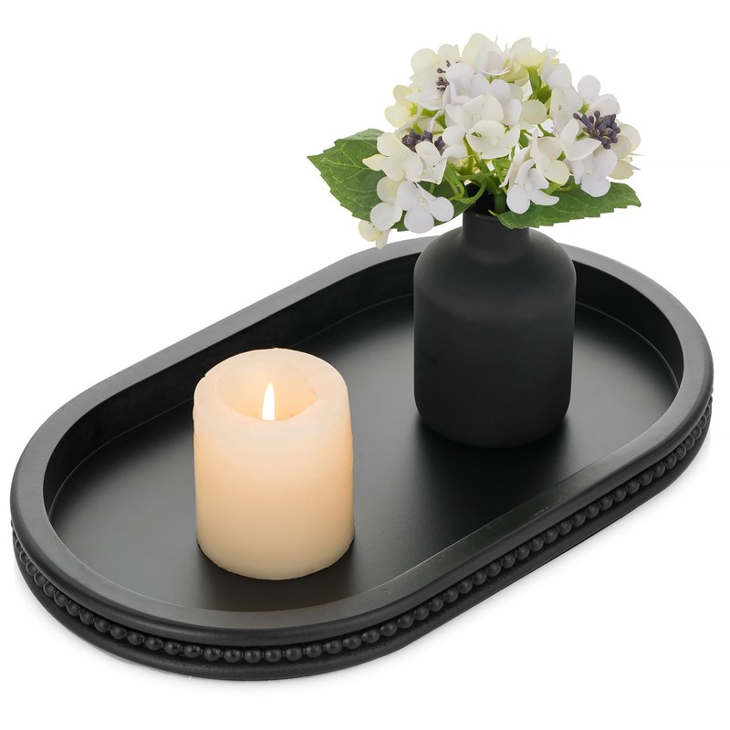 Hanobe Decorative Trays for Coffee Table : Black 15.2″ x 9.3″ x 1.2″,