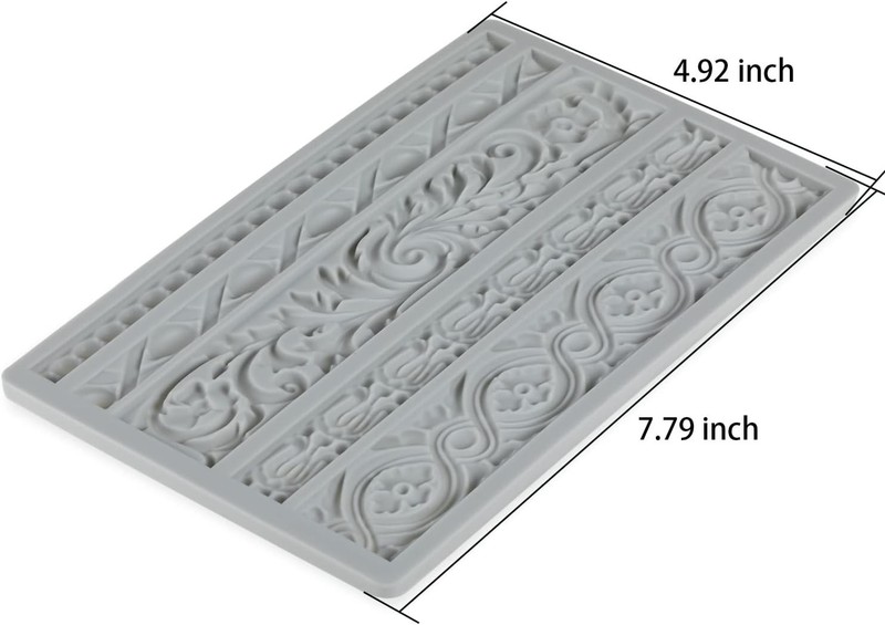 Baroque Scroll Relief Cake Border Silicone Mold gallery