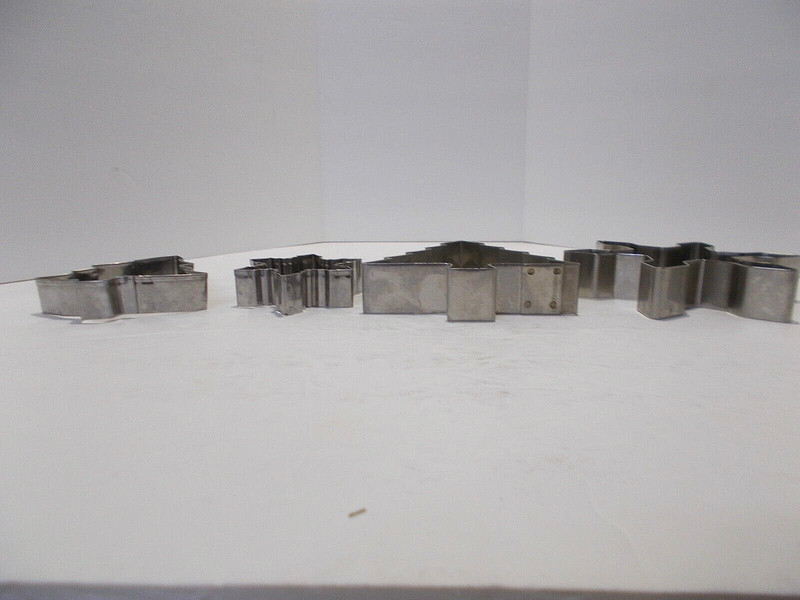 Christmas Cookie Cutters Lot of 4 Silver Tone Snowflakes and Christmas Trees gallery