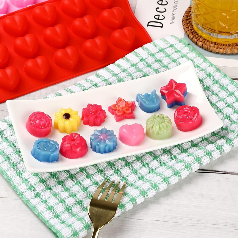 Flower Shape Chocolate Candy Molds Set,Heart,The stars,The rose,Flowers in gallery