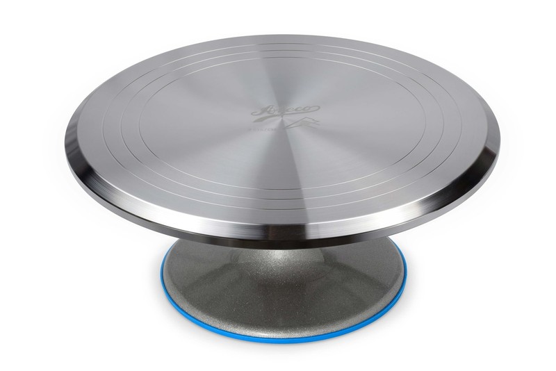 Revolving Cake Decorating Stand, 615 12″ Round, Aluminum Base, White