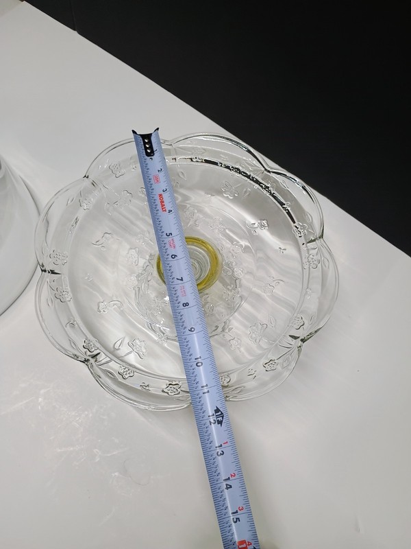 Vintage Anchor Hocking glass cake stand with dome Savannah Clear pattern retired gallery