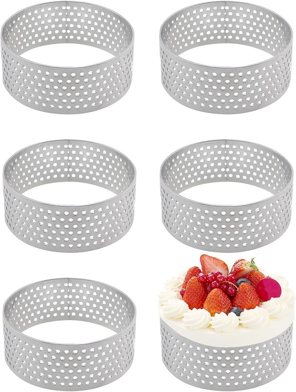 6PCS Stainless Steel Baking Cake Rings Circular Moldlings Heat Resistant