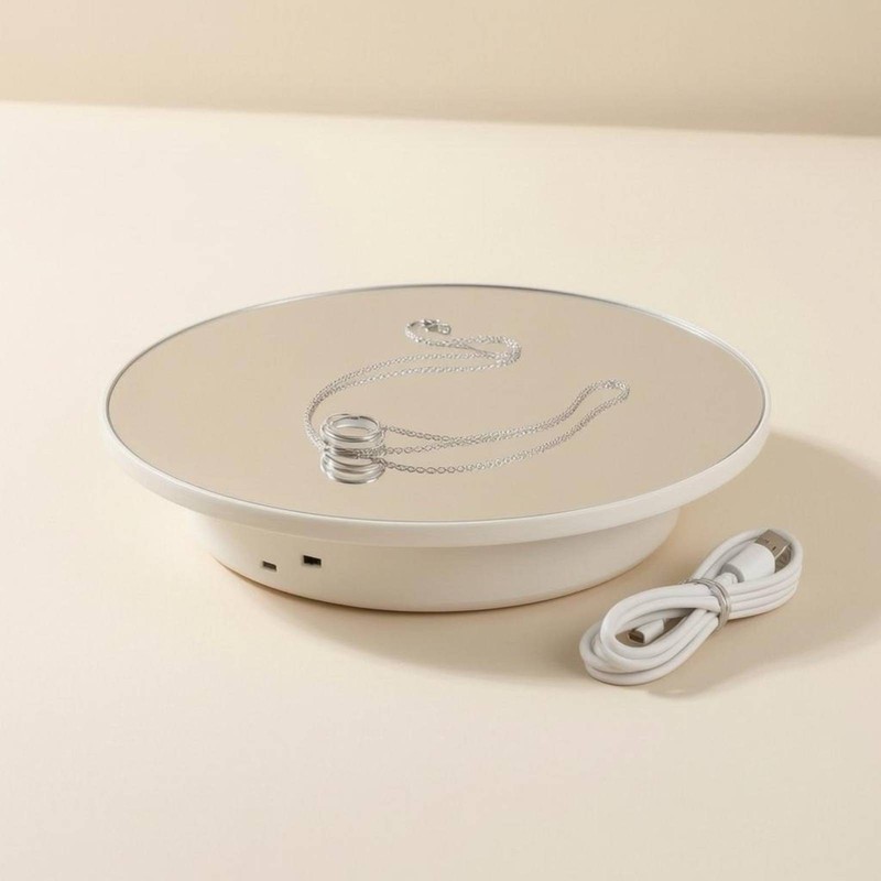 Electric Rotating Display Stand Mirrored Top Rotating Display Turntable ABS gallery