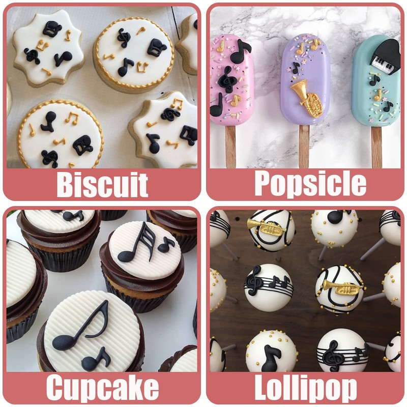 Music Note Fondant Mold 4 Pcs, Musical Instruments Chocolate Silicone Mold Pi... gallery
