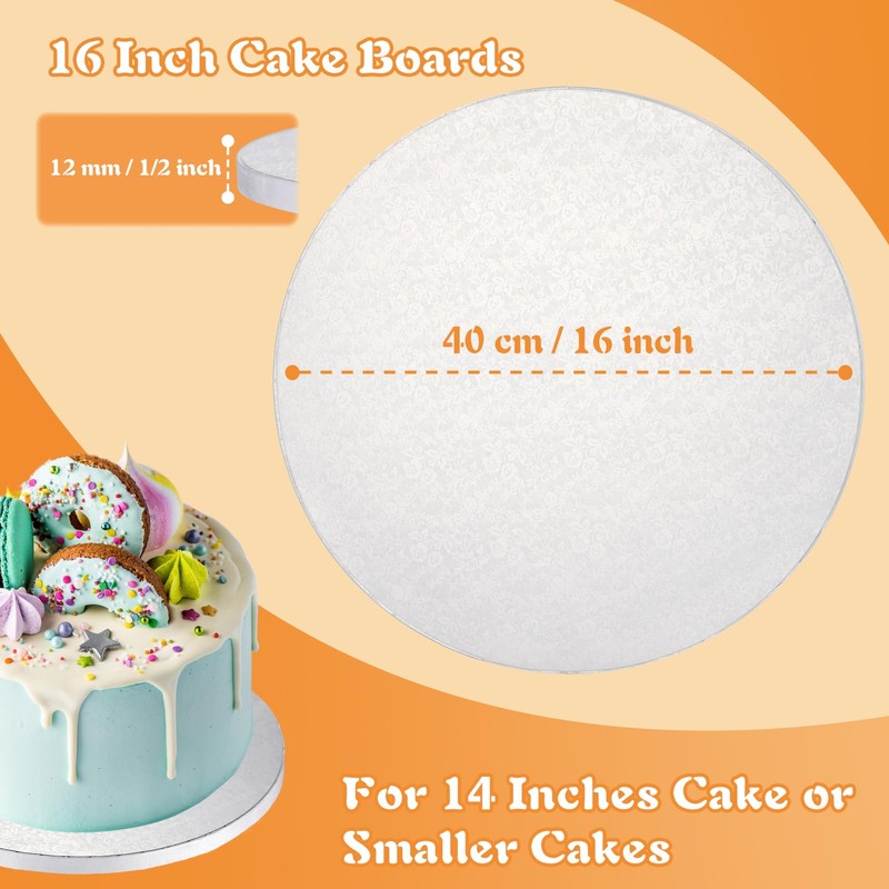 16 Inch Cake Drums with Banner Cake Topper-White(3-Pack) Cake Board Round 1/2... gallery