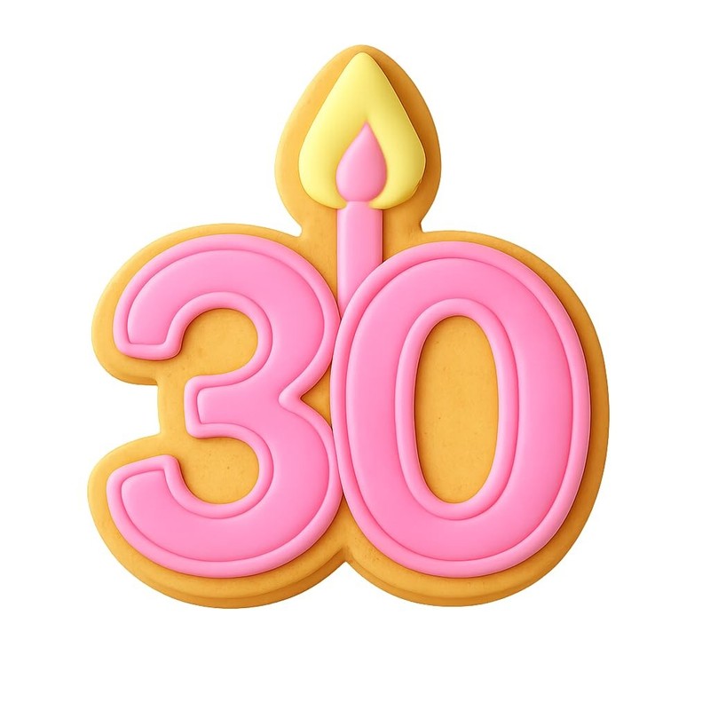 Candlelit 30th Cookie Cutter & Stamp, Fondant & Clay - 3.2x4 gallery