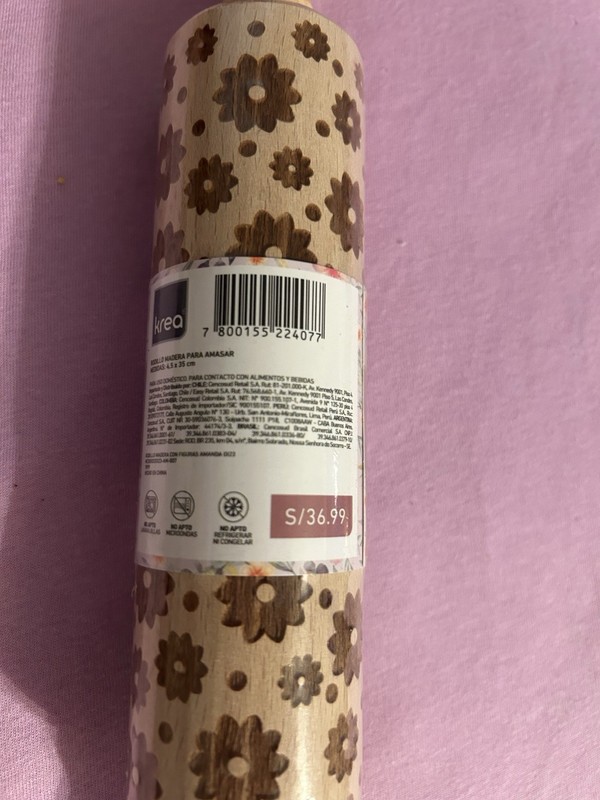 Amanda Embossing Rolling Pin Wood Floral Flowers Embossed 35 cm K1213 gallery