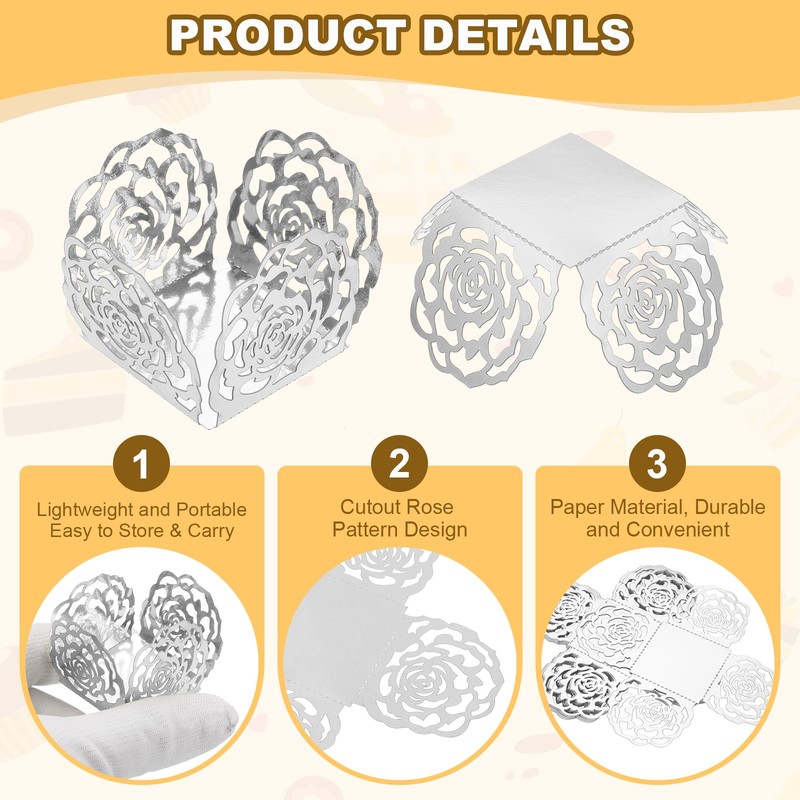 25PCS 4 Inch Wedding Birthday Truffle Wraps, Silver gallery