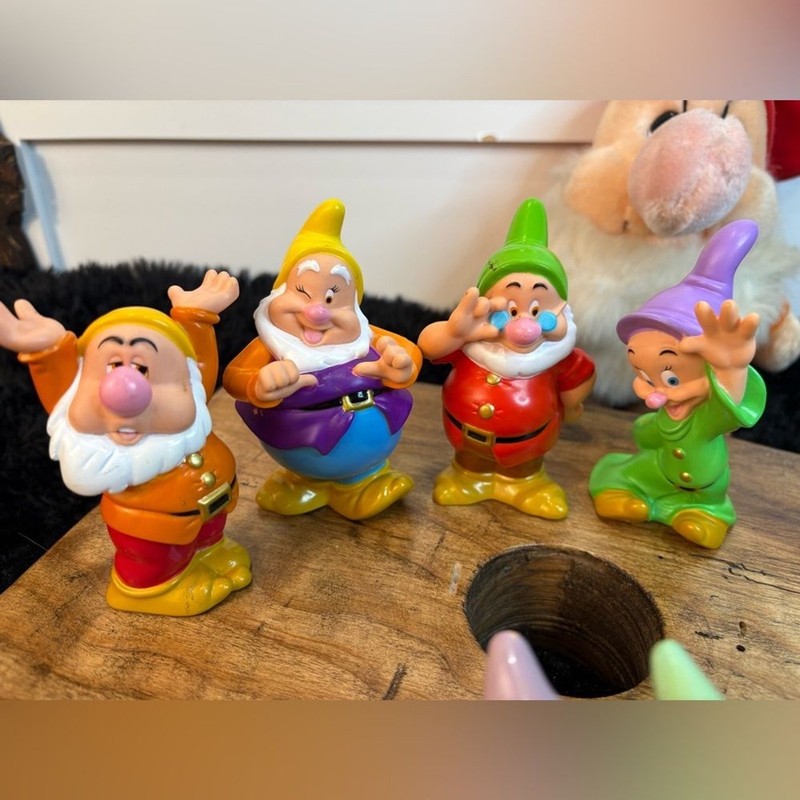 Snow White & 7 Dwarfs Set Hard Plastic + Plush Grumpy Disney Cake Toppers Lot gallery
