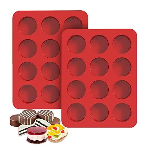 2Pack 12-Cavity Silicone Oreo Round Molds Cylinder Candy Chocolate Pudding Molds