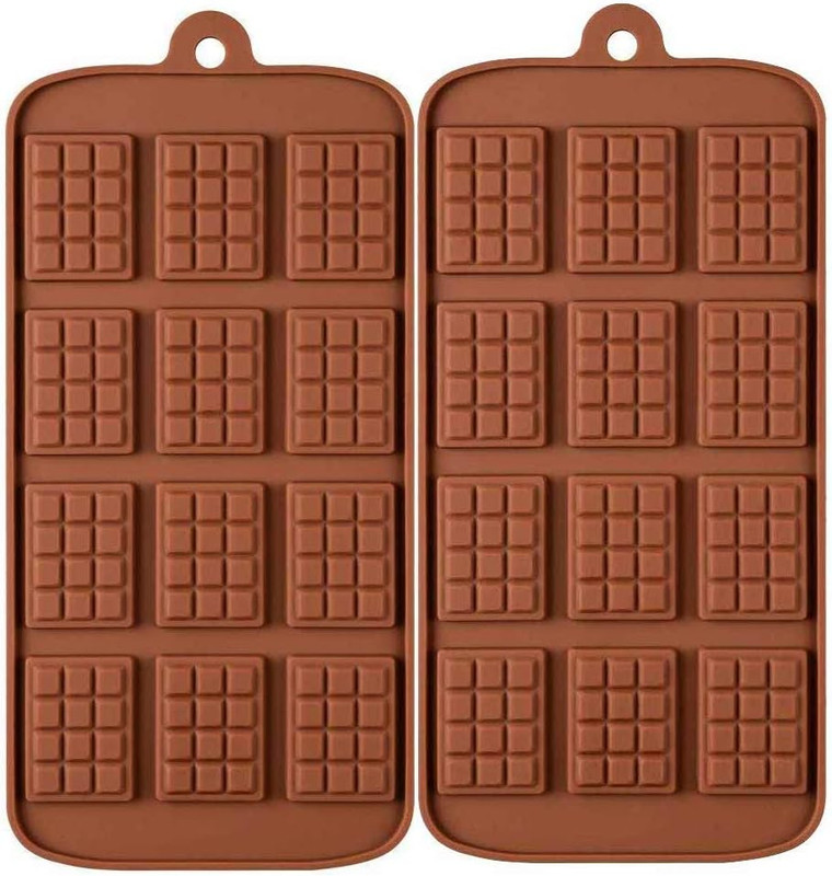 12-Cavity Silicone Mini Rectangle Waffle Chocolate Mold - 2 Pack gallery