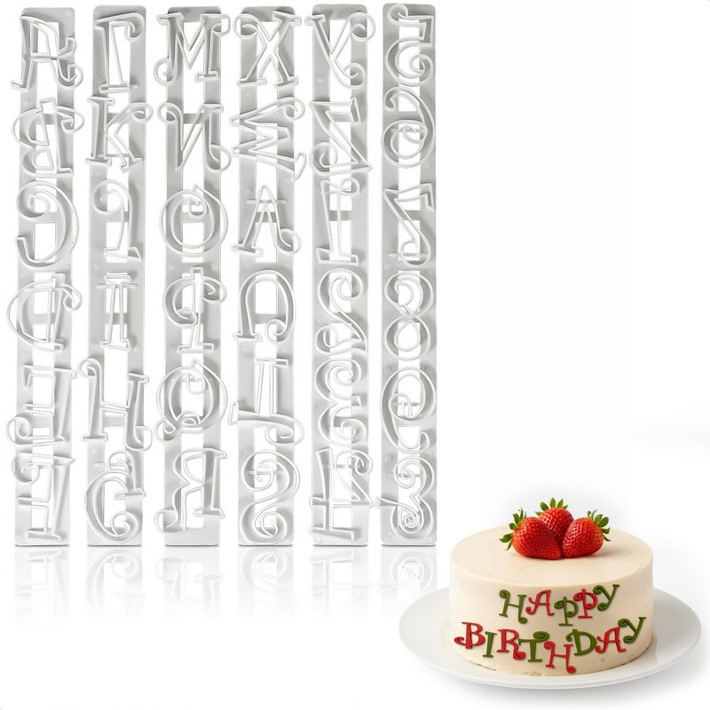 Fondant Letter Cutters Number Cookie Cutter Stamp Tools Set Cake Decorating