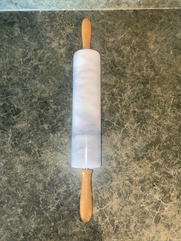 Vintage Gourmet Kitchen Marble Rolling Pin With Stand gallery