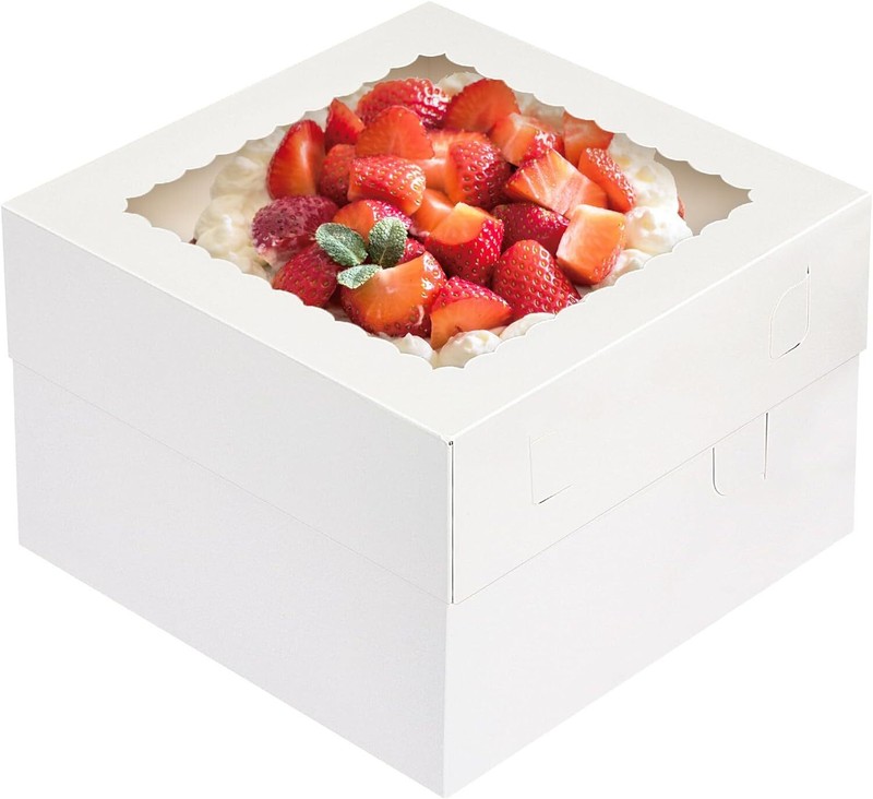 15Pcs Cake Boxes, 12x12x8 Inch White Bakery Boxes with Window Cake Containers...