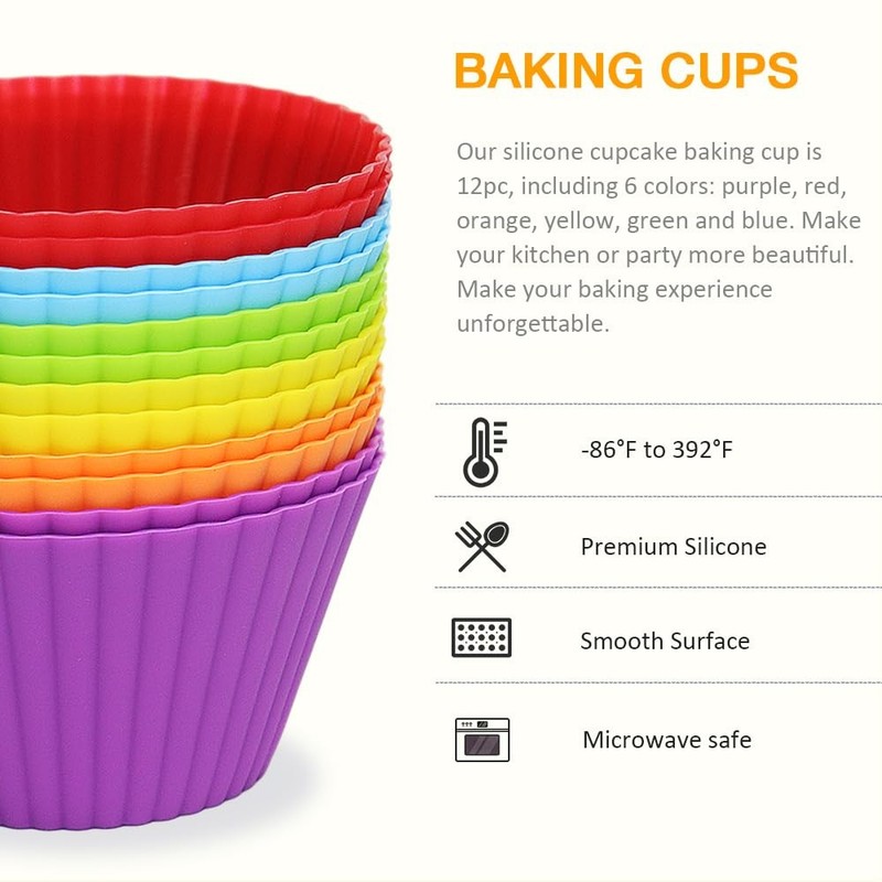 Pharamat Extra Large Silicone Cupcake Muffin Cups 12 Pack, 3.54 Inch gallery