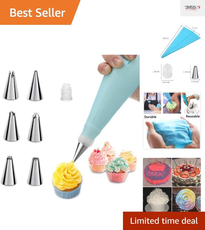 Elegant Baking Essentials: Icing Piping Bag with Stainless Steel Tips Included