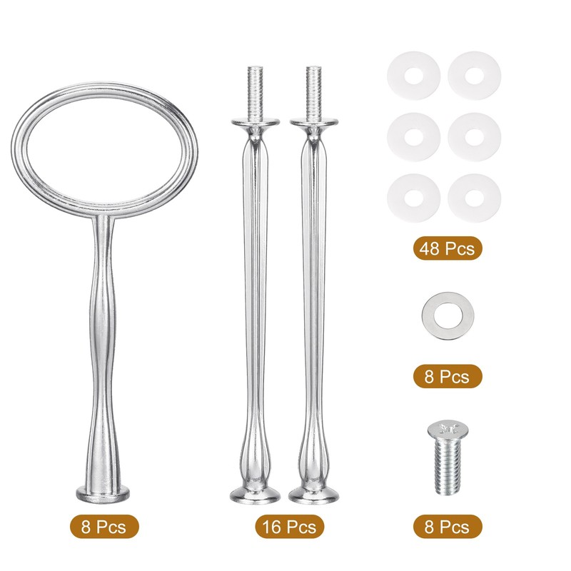 8 Set 3-Tier Cupcake Stand Hardware Fittings for Cake Stand Oval Silver gallery