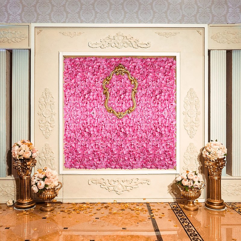 Blosmon Flower Wall - 12 Pcs 24 X 16 Inch Pink Artificial Hydrangea gallery