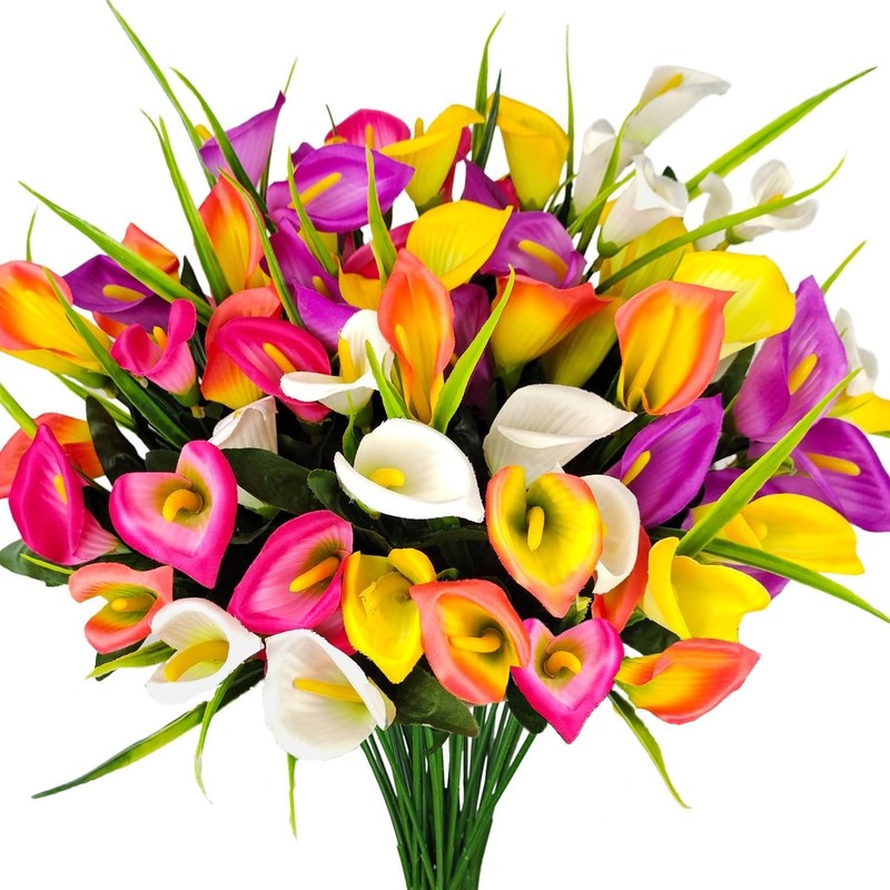 10 Bundles Outdoor Artificial Flowers Fake Silk a Lily Flowers UV