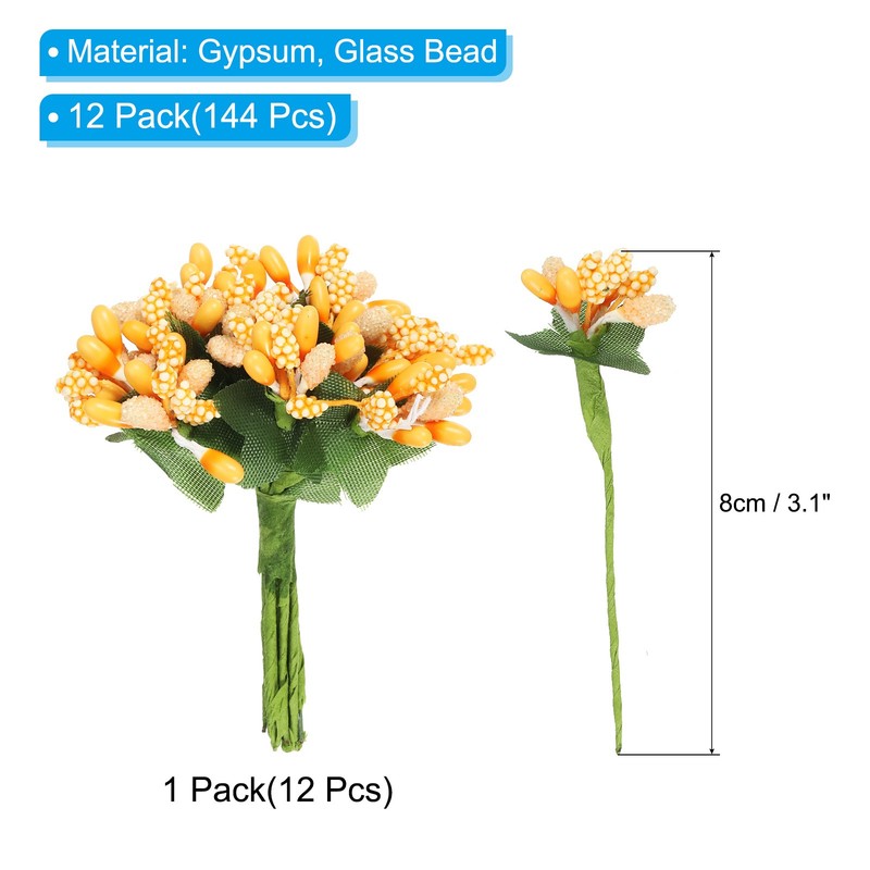 144Pcs Mini Artificial Pip Berry Picks Bunch Fruit Flower Stamen Light Orange gallery