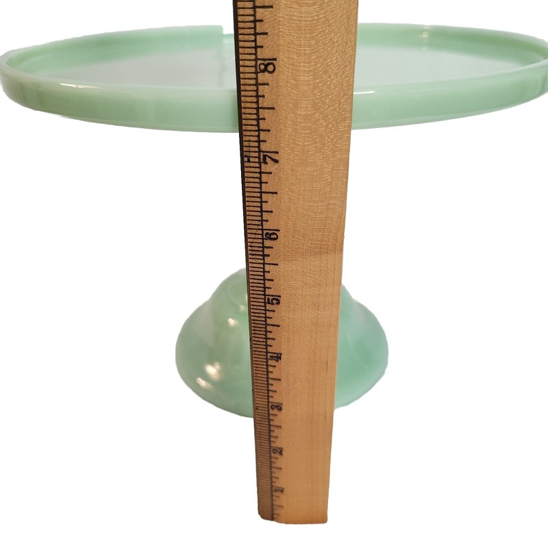 Mosser Medium Milk Glass Pedestal Cake Plate Stand Crown Jade Green VINTAGE LOOK gallery