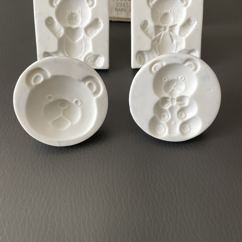 VTG Teddy Bear Design Set of 4 Cookie Press Stamps Takahashi Porcelain Japan NEW gallery