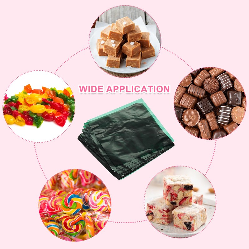 300 Pcs Candy Wrappers, 5 x 5 Inch Chocolate Wrap Paper for Lollipop, Green gallery