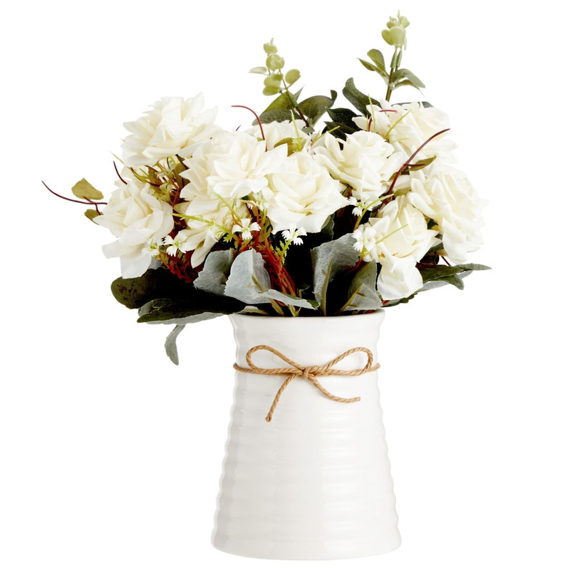 Farmlyn Creek White Ceramic Vase – Centerpieces For Tables – Farmhouse Bathroom