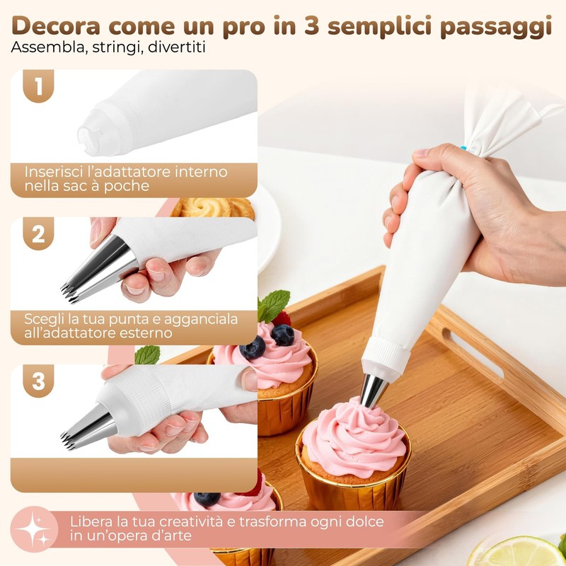 2 Reusable Piping Bags and Tips Set - 16 Inch Pastry Bags for Cake Decorating... gallery