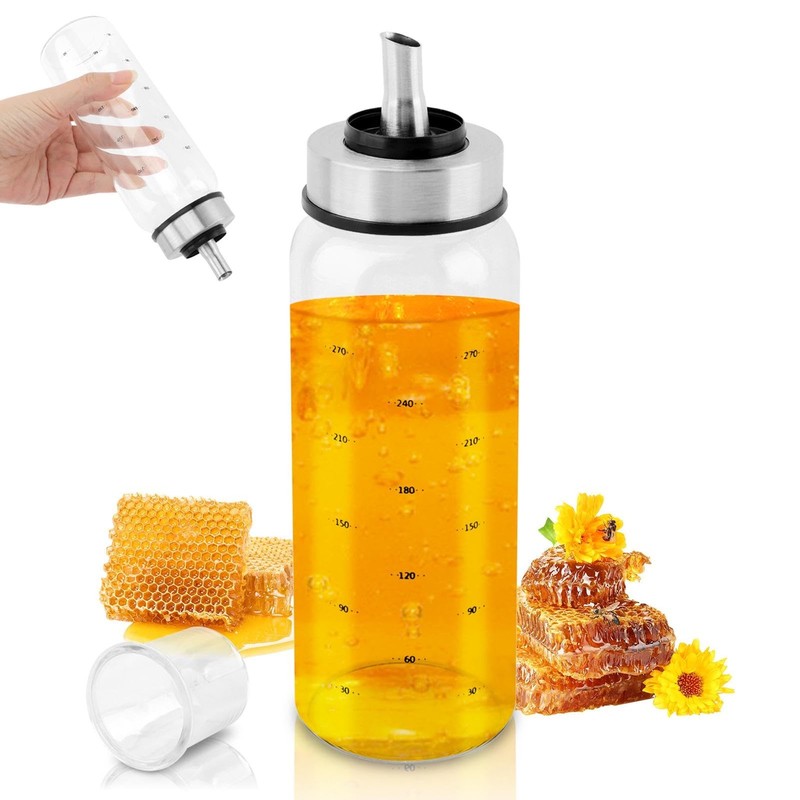 Dispensador de miel antigoteo, frasco de 10 oz, dispensadores de jarabe de arce
