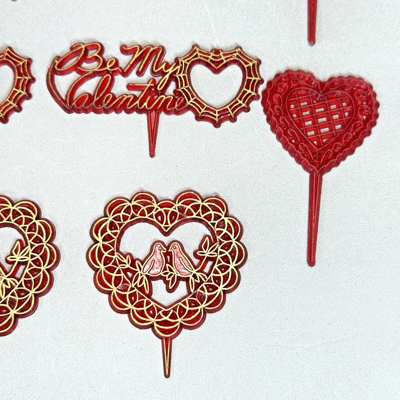10 Vintage Valentines Day Cupcake Picks Decorations 1970s Made in Hong Kong gallery