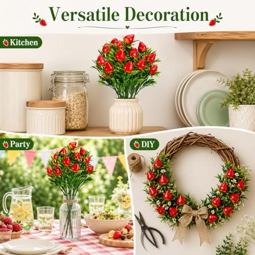 pcs Artificial Strawberry Branch, Simulated Strawberry Bouquet, Realistic 5 gallery
