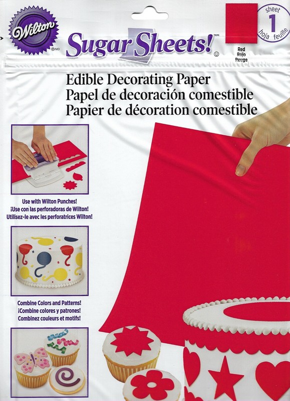 WILTON SUGAR SHEETS! EDIBLE DECORATING PAPER RED #1352