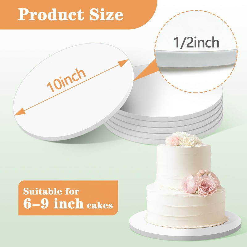 12PCS 10 Inch Round Cake Boards, Food-1/2" Thick Cake Drums, Greaseproof Card... gallery