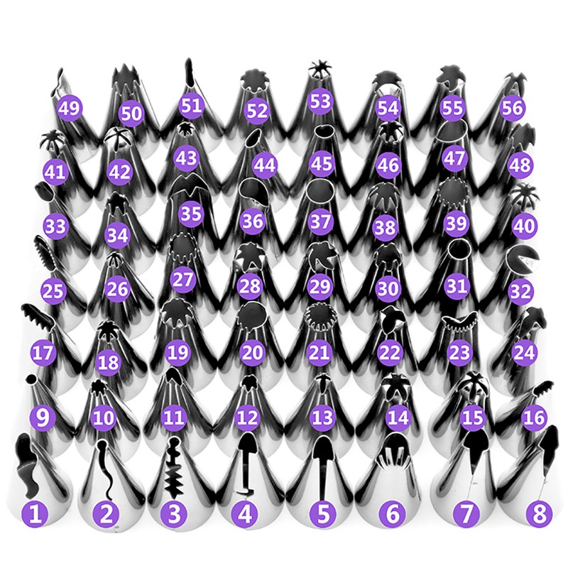 56pcs Cake Nozzle Cake Decorating Tip Set Cream Sprinkler Cake DIY Modeling .t2