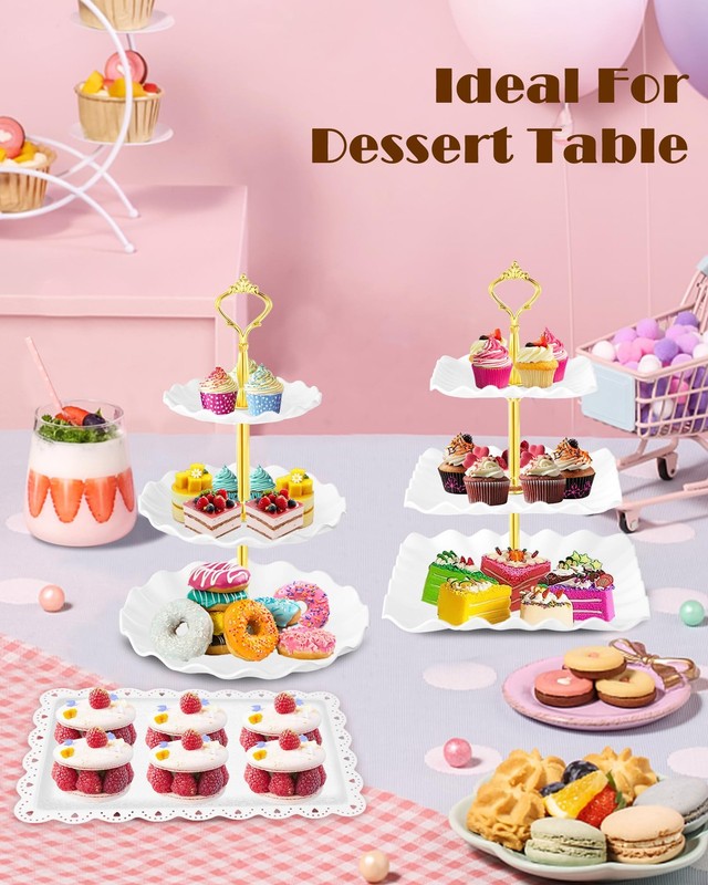 10 Pcs Cake Stand, Plastic Dessert Table Display Set, 4 Pcs 3 Tier Cupcake St... gallery