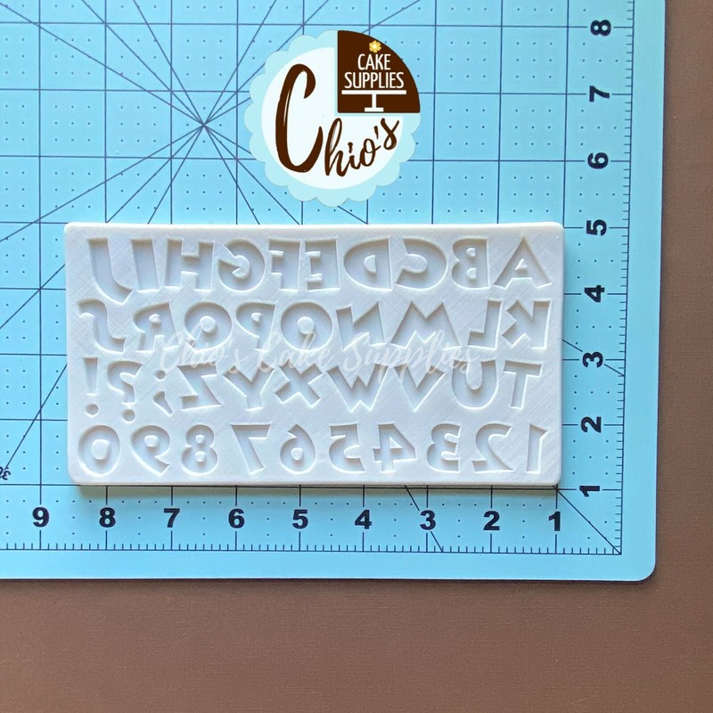 Alphabet Letters, Numbers & Punctuation Marks Silicone Mold. 39 cavities. gallery