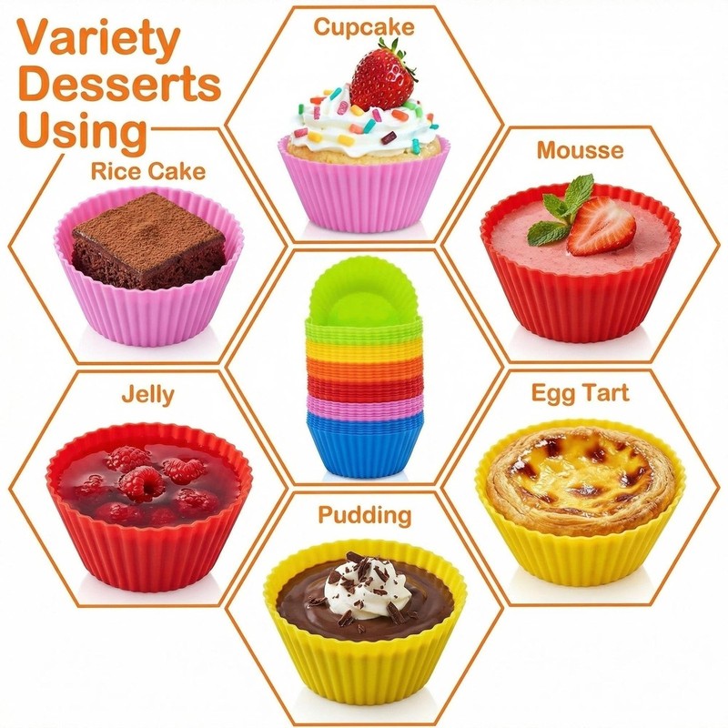 36 PCS Silicone Cupcake Baking Cups - Reusable Non-stick Muffin Liners,Silico... gallery