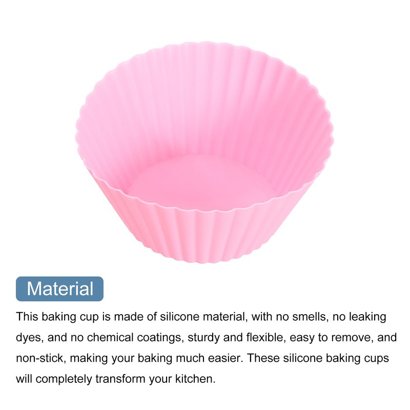 42Pcs Silicone Cupcake Baking Cups 2.8" Non-Stick Muffins Liners Pink gallery